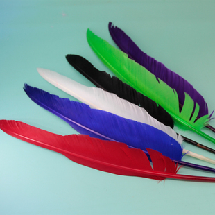 包邮彩色鹅毛驼背大刀DIY头饰羽毛笔扇子材料舞台道具羽毛28-32cm
