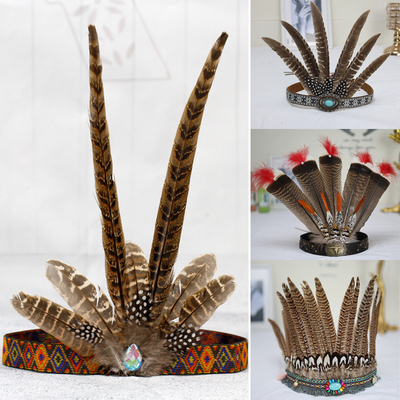 头饰酋长帽儿印第安羽毛发带