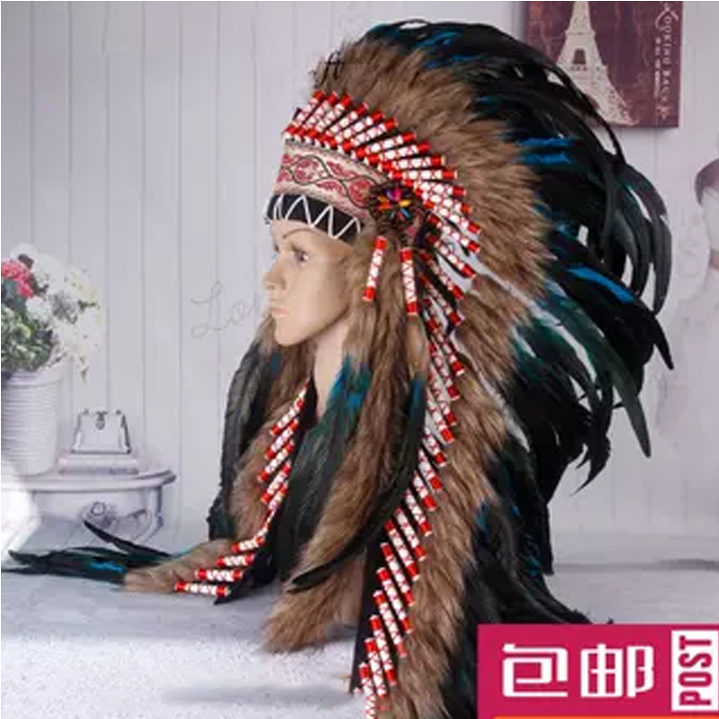 邮走酋长写真拍照道具派对头饰