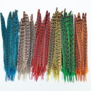 彩色母山鸡尾羽毛野鸡翎尾舞台演出戏剧道具装饰手工材料10-35cm