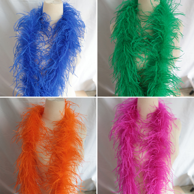 新款彩色鸵鸟毛条3层加密加粗羽毛条diy饰品装饰礼服裙边辅料2米