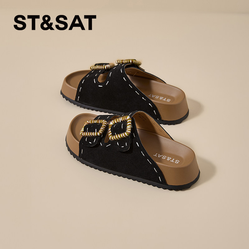 星期六法式软底凉拖鞋女款2026新款夏季外穿厚底增高户外勃肯凉鞋