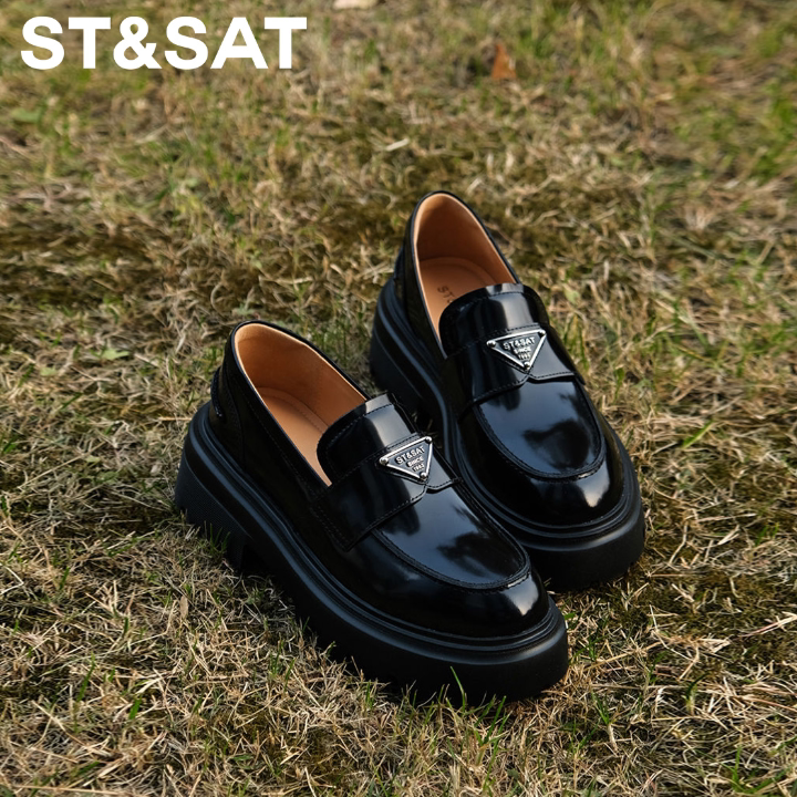 真皮牛皮【轻奢派】星期六乐福女鞋厚底春秋透气休闲小皮鞋单鞋直