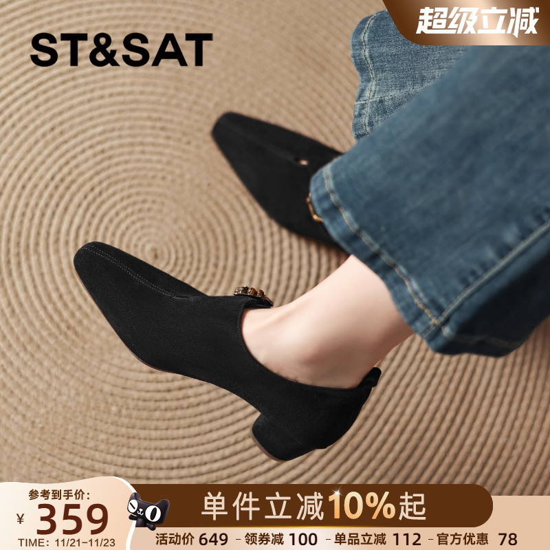 星期六羊皮短靴踝靴单鞋妈妈鞋女