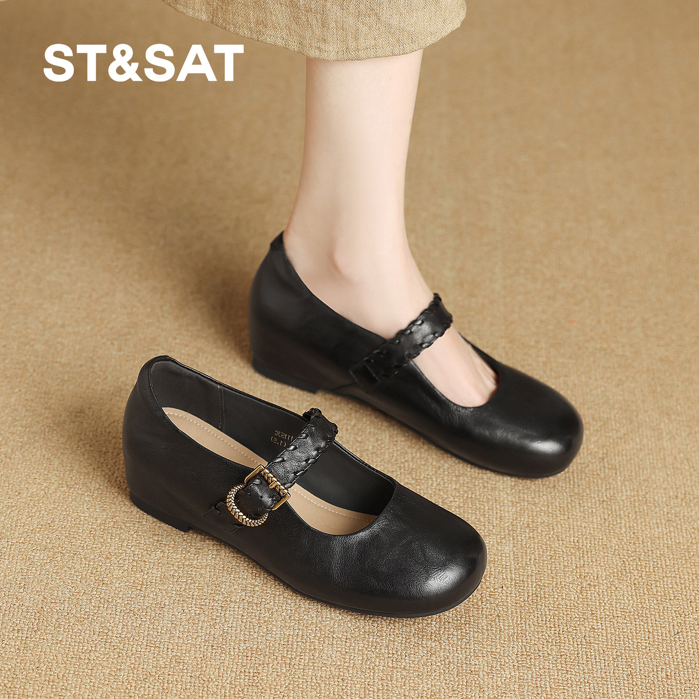 星期六真皮玛丽珍鞋女2026新款春夏头层牛皮乐福鞋日常百搭休闲鞋