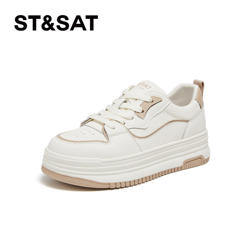 星期六厚底板鞋女款春季新款百搭配裙子小白鞋复古增高运动休闲鞋