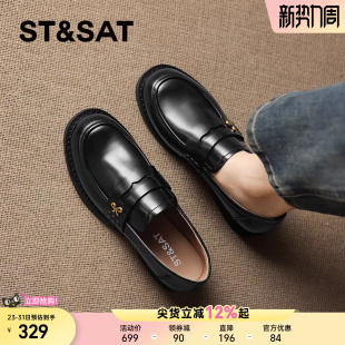 舒适小皮鞋 星期六黑色乐福鞋 英伦风轻便不累脚爆款 新款 女2025冬季