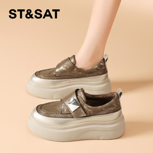 星期六增高显瘦运动板鞋女款2025新款冬季加绒厚底休闲鞋松糕鞋子