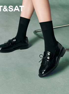 星期六乐福鞋秋季新款英伦复古通勤舒适百搭女鞋SSC31110W9