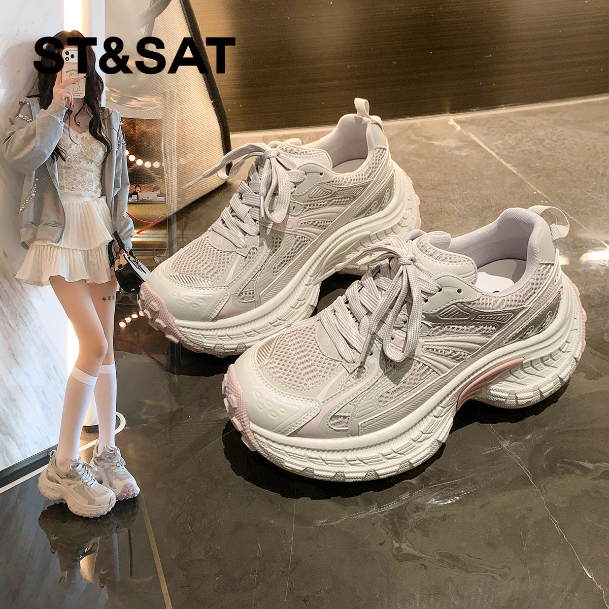 星期六超火网红厚底老爹鞋女款2026春季新款爆款增高运动休闲鞋子