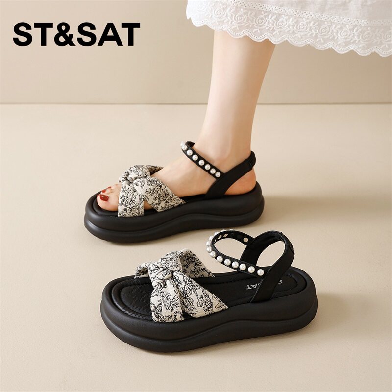 星期六厚底凉鞋女新款夏外穿高级感法式配裙子百搭女士休闲凉鞋直