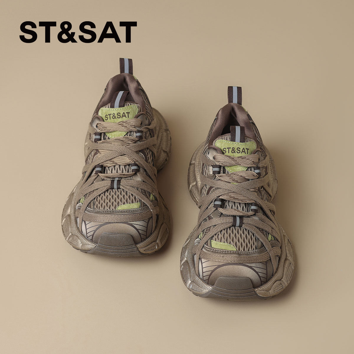 星期六复古厚底老爹鞋女款2026春夏新款时尚百搭绑带休闲鞋运动鞋