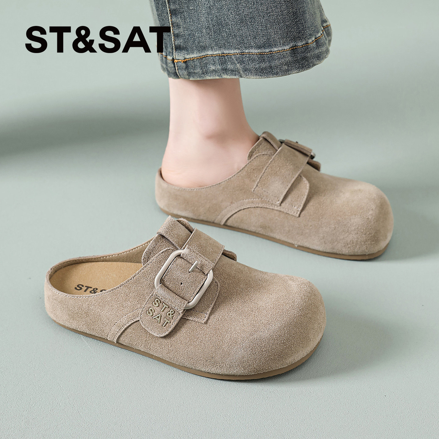 星期六勃肯鞋女款2026夏季新款一脚蹬休闲包头拖复古半拖百搭女鞋