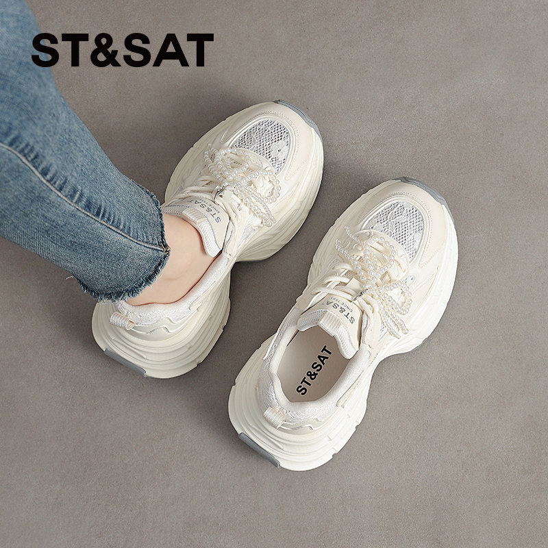 星期六老爹鞋女款网面透气春季新款轻便休闲运动鞋夏天薄款网面鞋