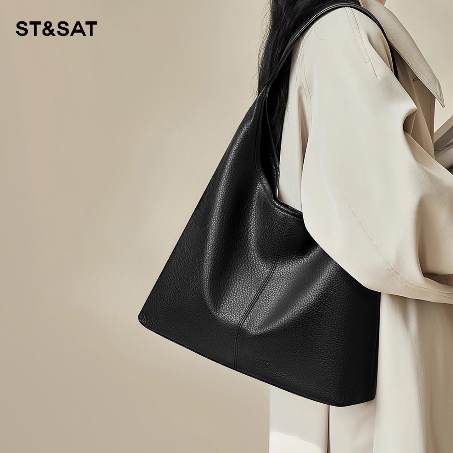 星期六托特包女2025新款单肩包包软皮通勤包大容量腋下手提包hobo