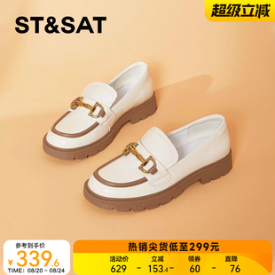 星期六乐福鞋 SS33111669 女厚底秋新款 金属扣圆头英伦风小皮鞋