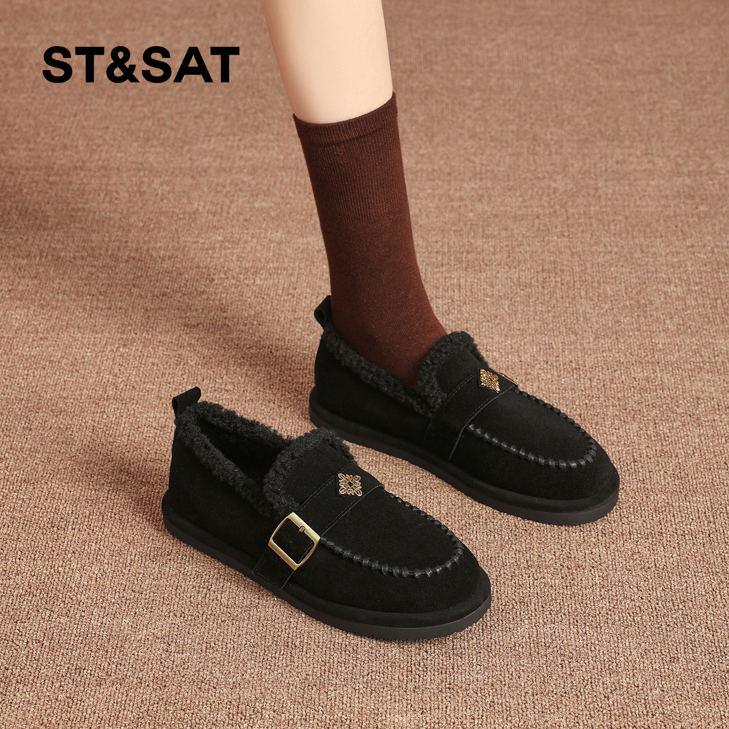 星期六加绒勃肯鞋女冬季保暖