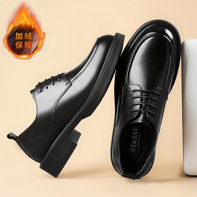 星期六男鞋2025冬季新款加绒保暖商务正装皮鞋男款时尚休闲皮鞋子