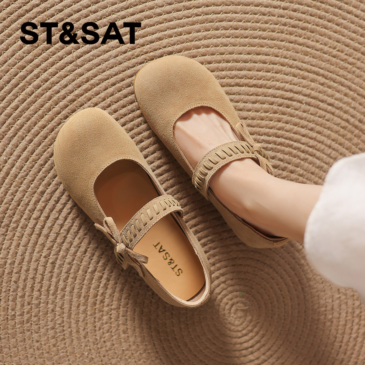 星期六超火真皮勃肯鞋女款2026春秋新款玛丽珍鞋女配裙子浅口单鞋