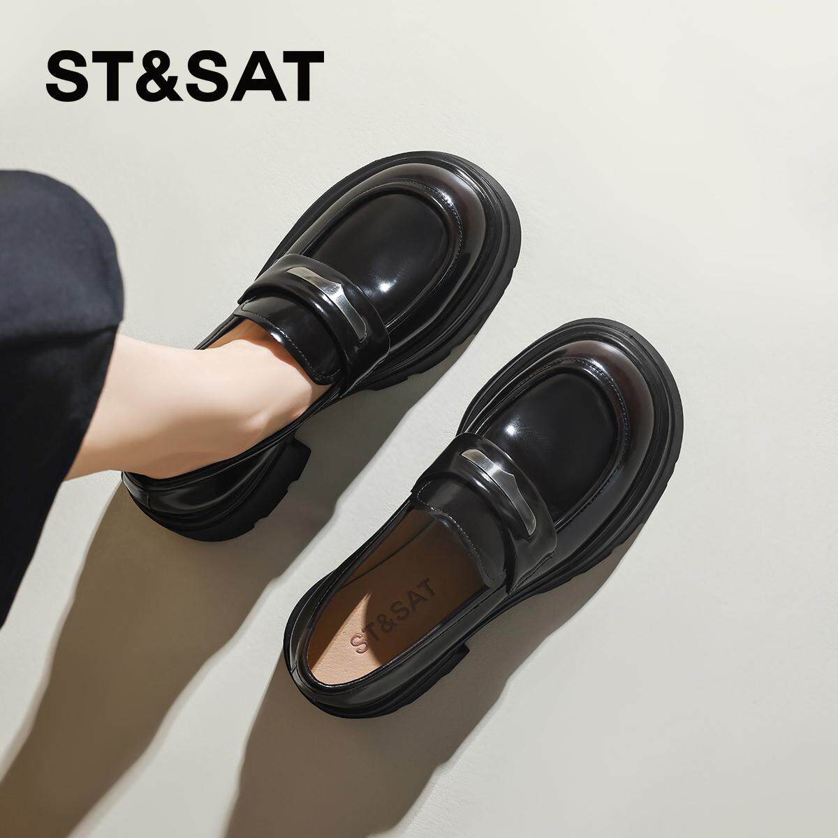 星期六厚底乐福鞋女鞋子2025春夏新款真皮英伦风小个子增高小皮鞋