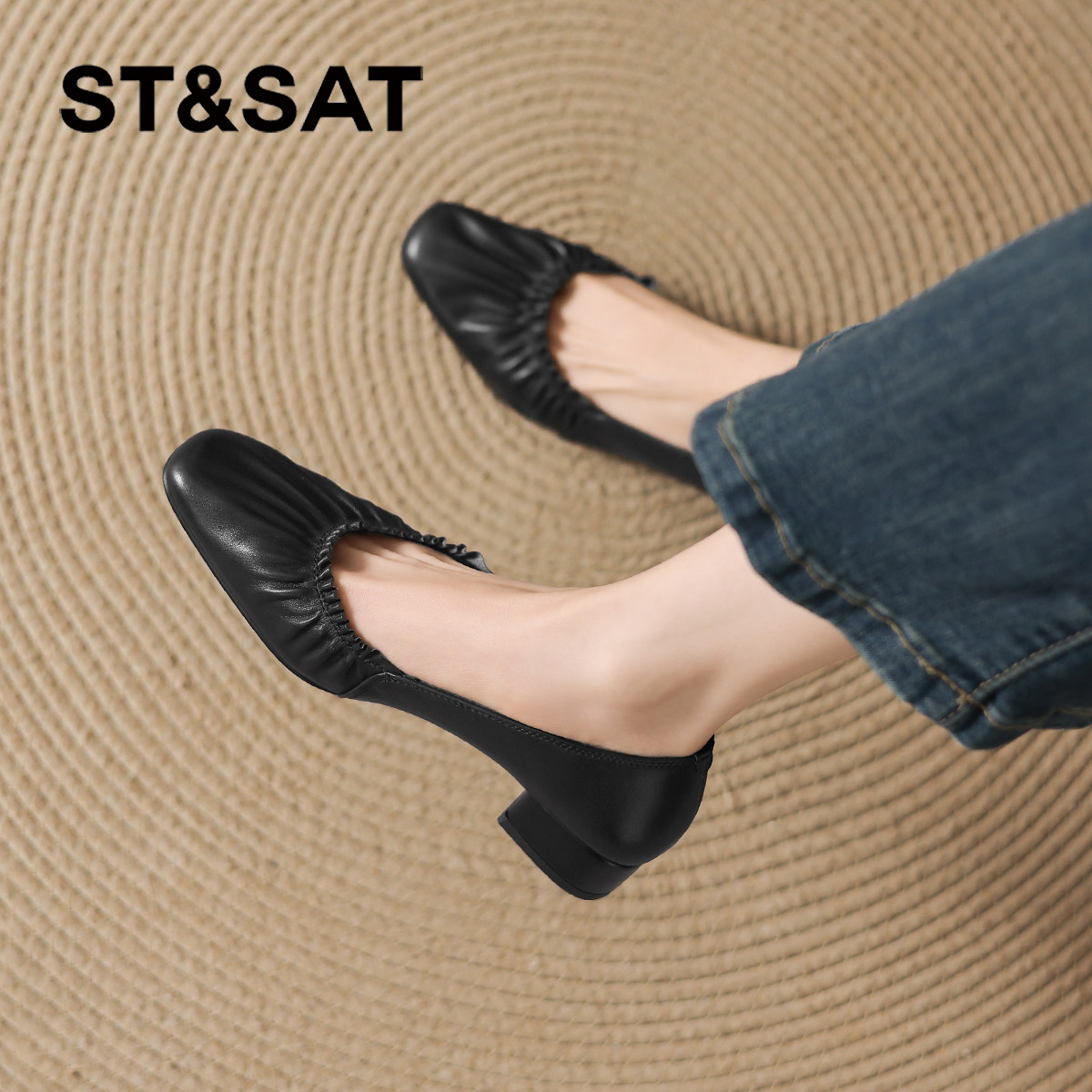 星期六高跟鞋女2026新款春夏季气质高级不累脚浅口黑色玛丽珍女鞋