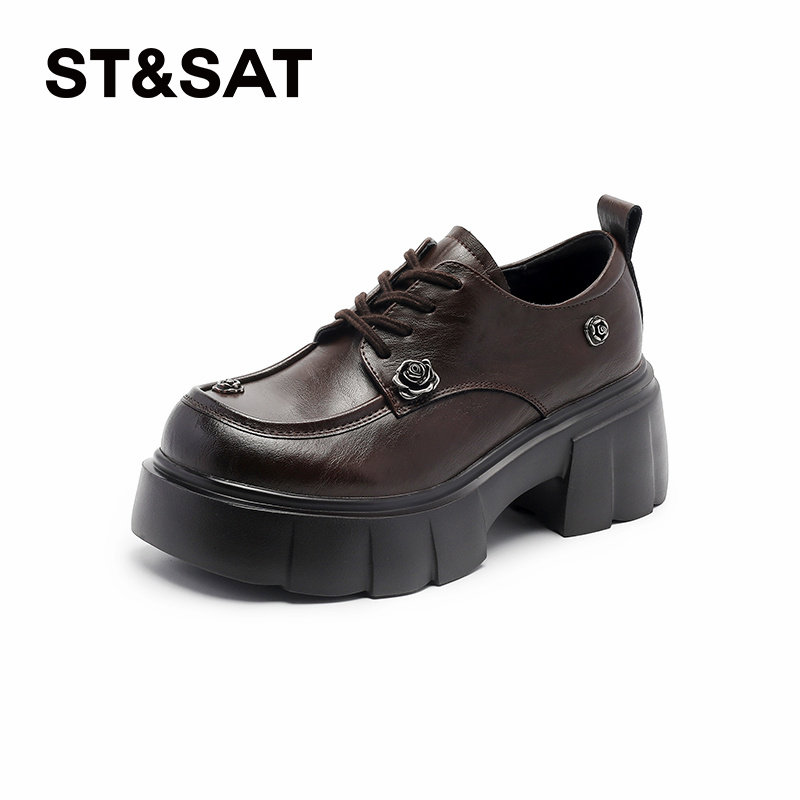 星期六厚底乐福鞋女款春季新款高跟休闲通勤单鞋法式英伦风小皮鞋