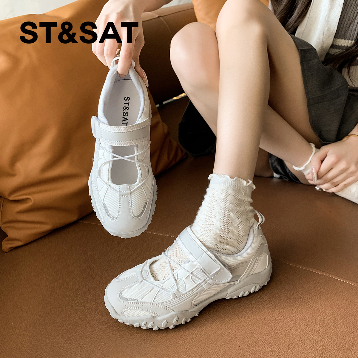 星期六玛丽珍鞋女2025年夏季新款运动风百搭时尚厚底休闲阿甘鞋子
