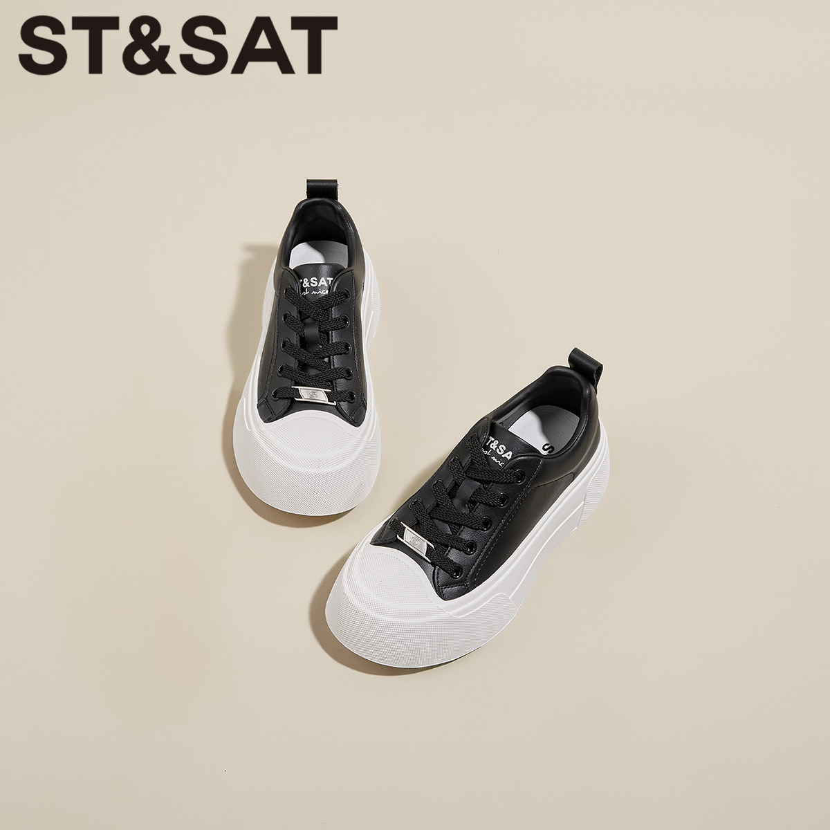 星期六轻便透气厚底增高休闲小白鞋2025冬季新款舒适百搭板鞋女鞋