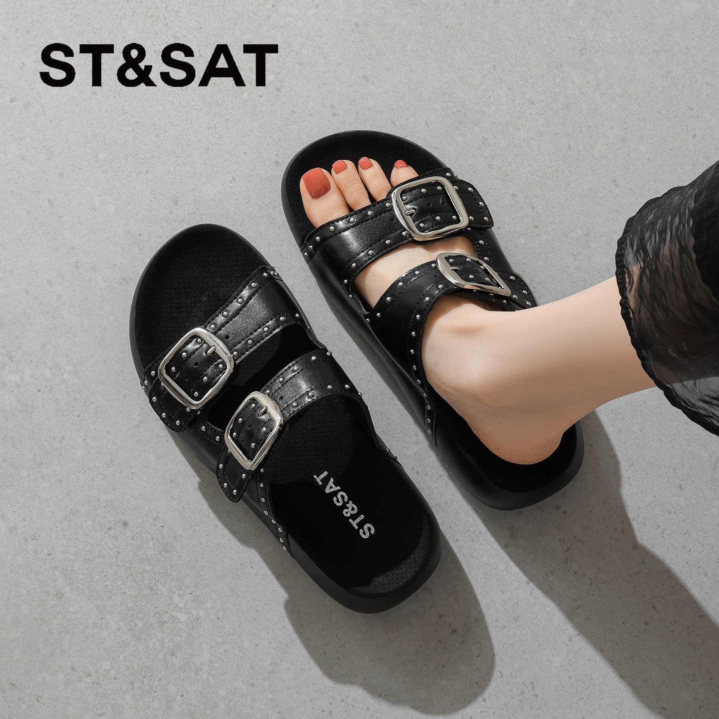 星期六勃肯凉拖女款2026夏季新款厚底增高一字拖软底绝美沙滩凉鞋