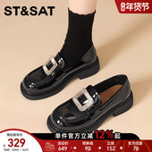 女一脚蹬方扣浅口单鞋 星期六厚底乐福鞋 女鞋 英伦风小皮鞋 女款 新款