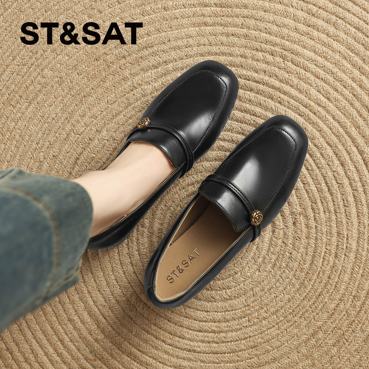 星期六英伦风粗跟乐福鞋女2025秋季新款复古软底小皮鞋子通勤