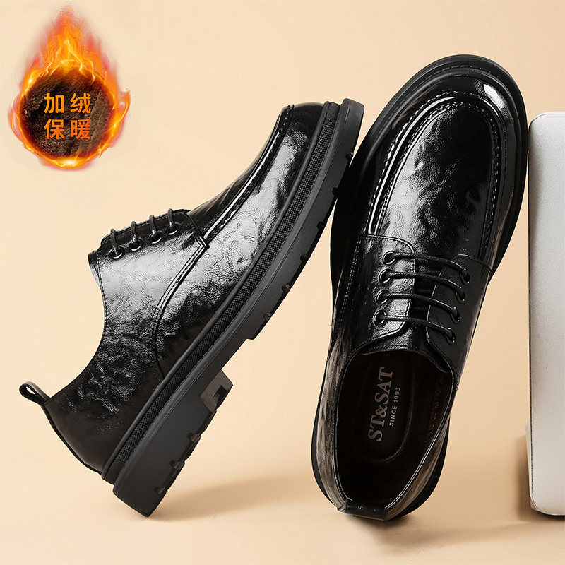星期六男鞋正品2025秋季新款加绒保暖商务正装皮鞋男款时尚休闲鞋