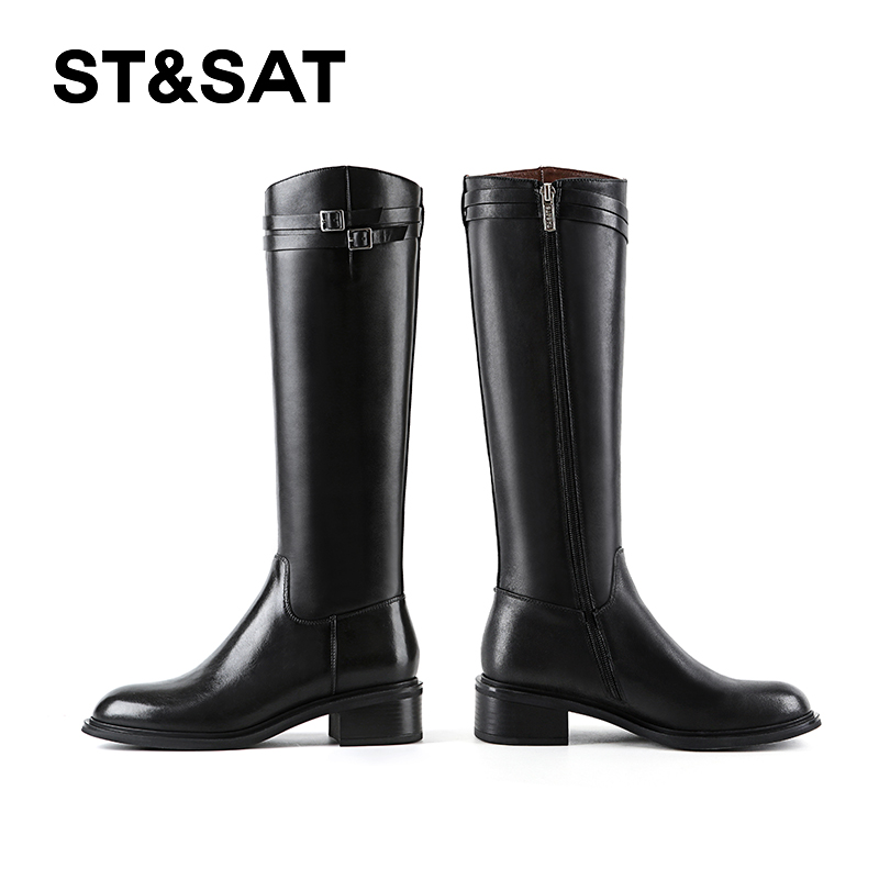 星期六英伦风长筒靴女2025秋冬