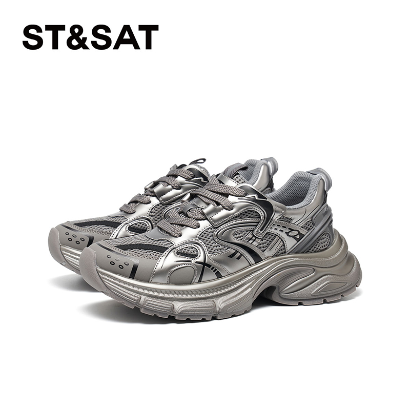 星期六老爹鞋男鞋2025秋季透气百搭运动休闲厚底增高鞋SSD3122028