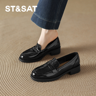 软底豆豆鞋 星期六英伦风小皮鞋 黑色单鞋 厚底乐福鞋 女2025新款 秋季
