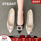 星期六浅口单鞋 SSD1111144 水钻百搭方扣尖头绝美女鞋 2025春季 新款