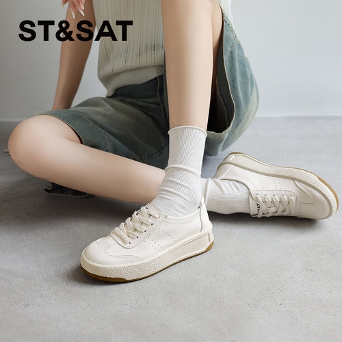 星期六德训小白鞋女2026夏季新款巨好看百搭透气真皮运动休闲板鞋