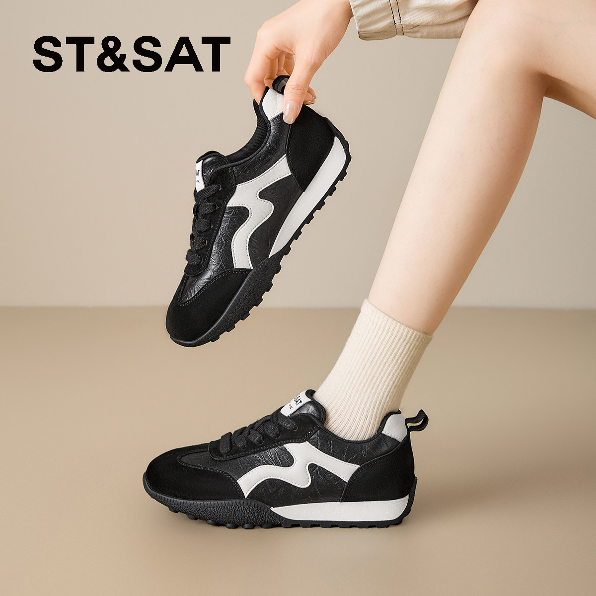 星期六女鞋厚底阿甘鞋子春秋夏季新款超火爆款复古软底休闲运动鞋