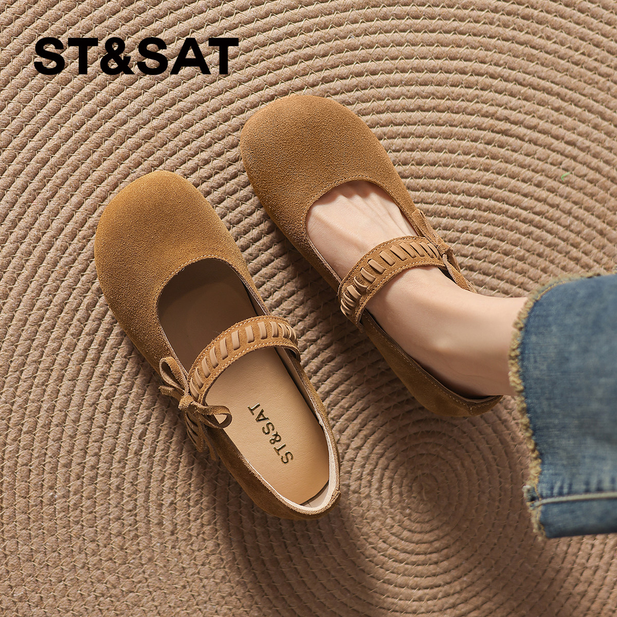 星期六复古真皮玛丽珍鞋勃肯鞋女鞋子2026春秋新款配裙子浅口单鞋