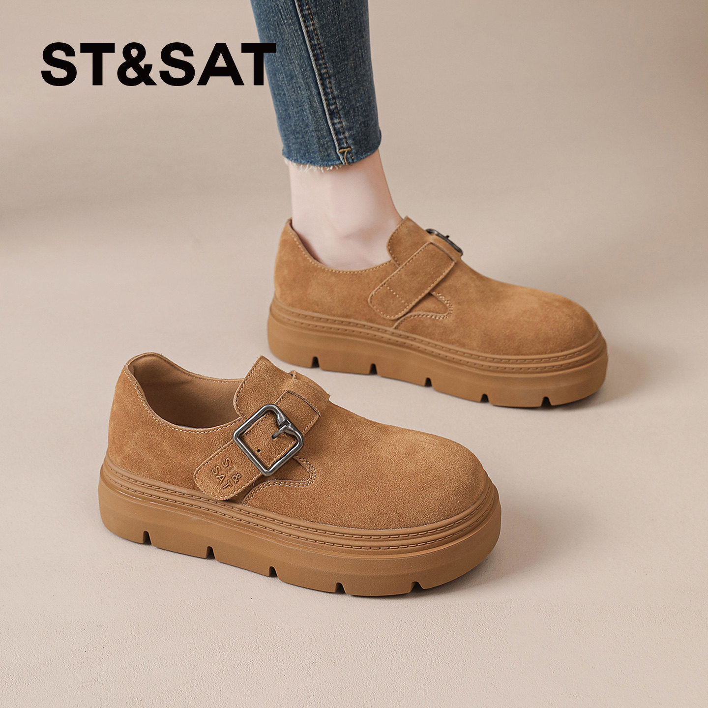 星期六勃肯鞋女款新款夏季小个子复古增高单鞋休闲百搭乐福鞋爆款