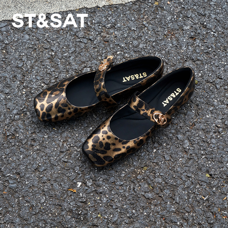 星期六复古玛丽珍2025新款小众豹纹甜酷风女鞋浅口单鞋SSD3111503
