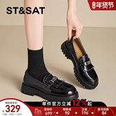 增高小皮鞋 星期六厚底乐福鞋 2026新款 铆钉黑色单鞋 子女鞋 春秋冬季