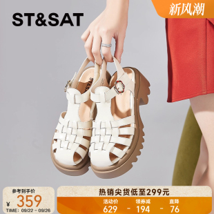 女款 高跟凉鞋 2025新款 外穿镂空猪笼鞋 夏季 星期六厚底粗跟罗马凉鞋