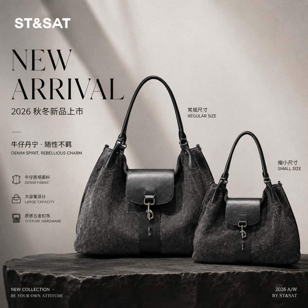 ST&SAT复古做旧帆布托特包新款