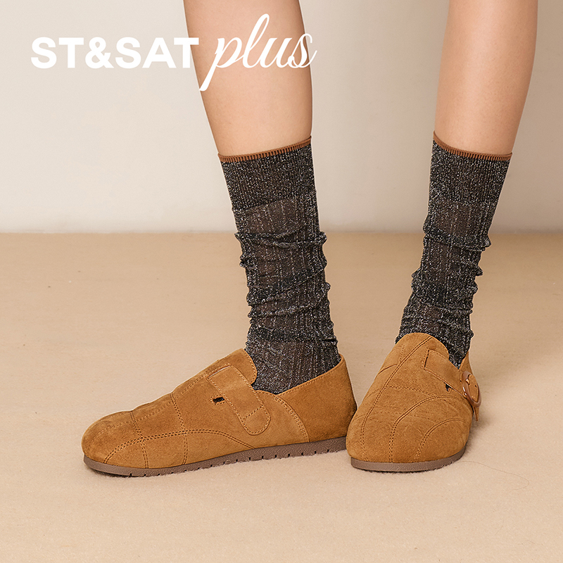 星期六勃肯鞋女鞋2025秋季新款时尚休闲平底舒适一字扣SSD3111040