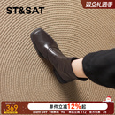 星期六方头短靴女加绒2025新款秋冬季切尔西靴瘦瘦靴子羊皮马丁靴