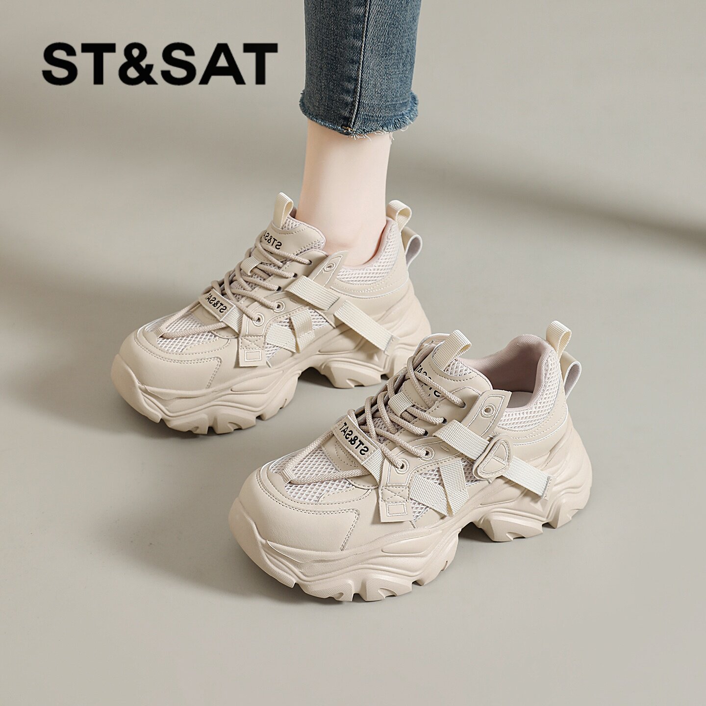 星期六老爹鞋女款新款夏季小个子增高厚底鞋时尚休闲鞋女士运动鞋