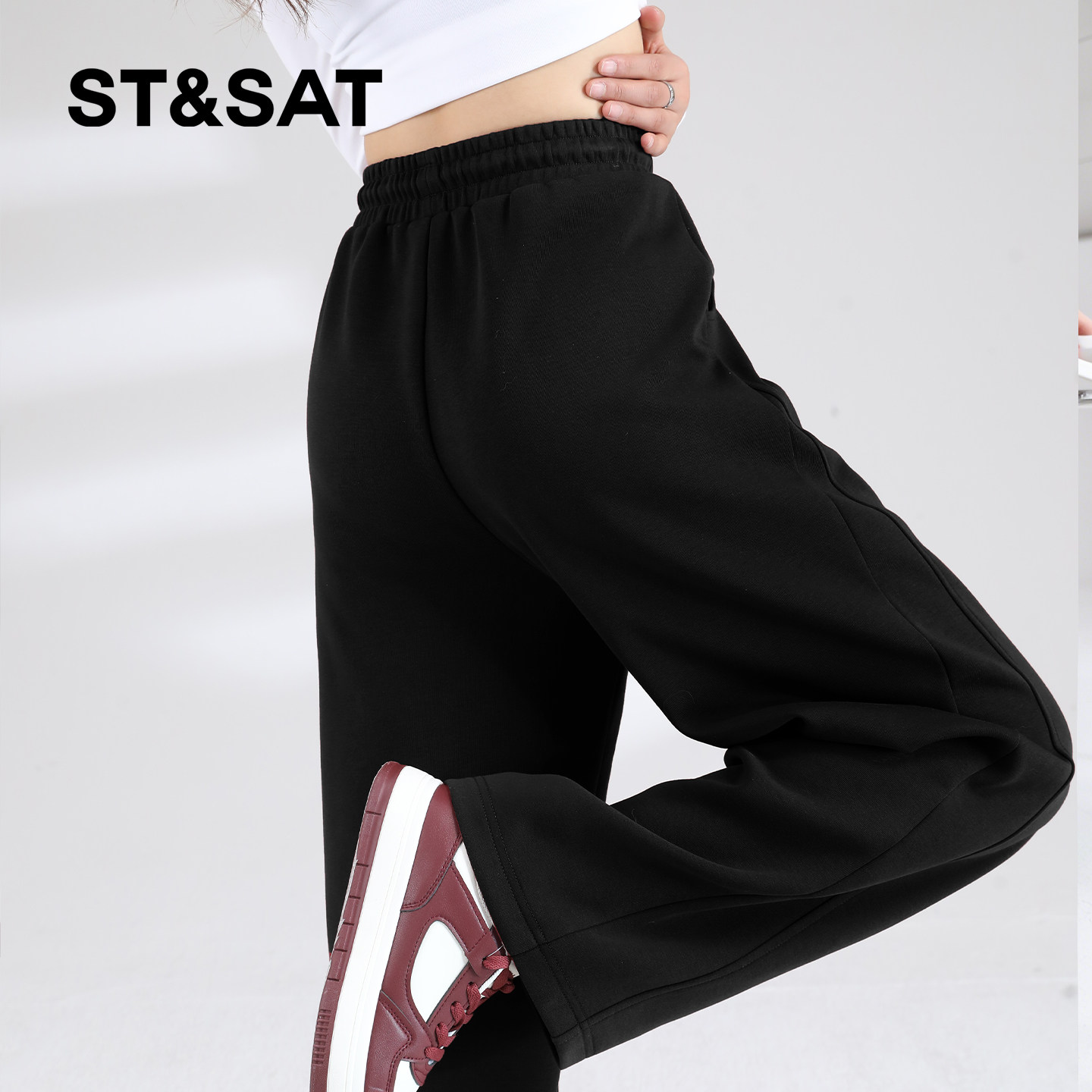 星期六黑色裤子女2026新款春季直筒休闲裤小个子运动裤香蕉卫裤Z
