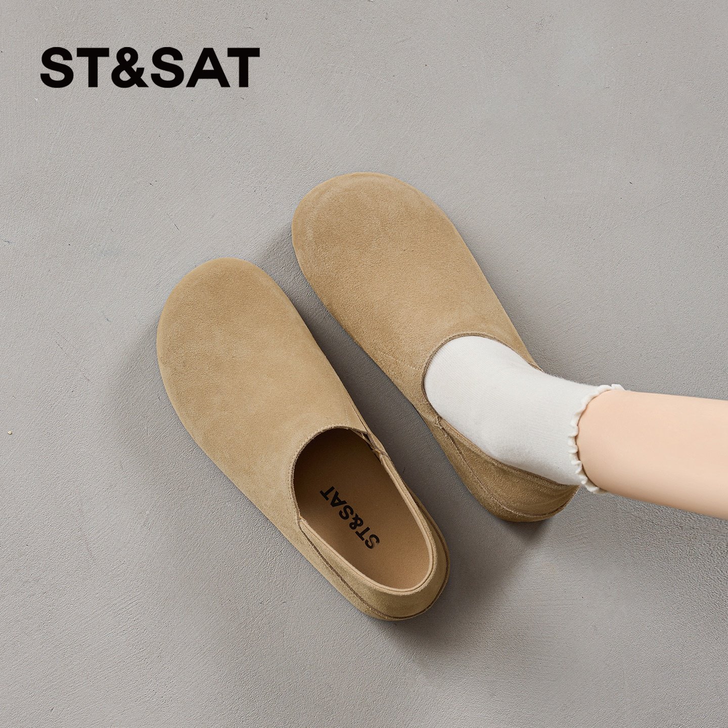 星期六平底勃肯鞋女2026春季新款复古杏色百搭软底一脚蹬深口单鞋,女鞋,勃肯鞋/软木鞋,淘宝优惠券,粉丝福利购,淘宝优惠卷