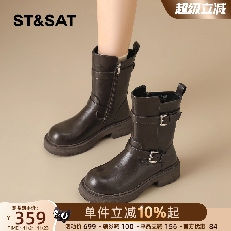 星期六复古加绒马丁靴女2025新款